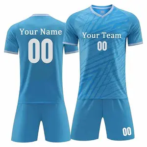 运动足球服定制彩色升华印花100% 涤纶男式足球服