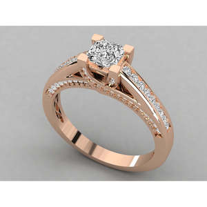 Bague Solitaire Artisanale en Or 14 carats pour Femme, Diamant de Laboratoire Taille Princesse, Bagues de Fiançailles en Grappe, Bijoux Taille Poire et Ovale - Product Image 3