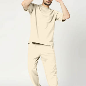 Ropa de verano, la mejor tela, MOQ bajo, Conjunto de camiseta y pantalón para hombre, Conjunto de camiseta y Pantalón de algodón transpirable a la moda, Conjunto de camiseta y pantalón para hombre - Product Image 5