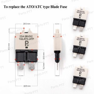 Disyuntores ATC/ATO automotrices PTT T1 25A, reinicio Manual, bajo perfil, interruptores de circuito ATC - Product Image 5