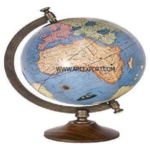 Globe de Base en marbre, bleu nautique et orange, à bas prix bas, décoration monde/terre, pour le bureau - Product Image 3