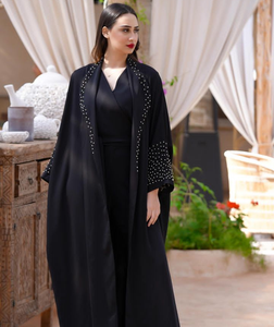 New Arrival Winter Modest Dress Custom Made Butterfly <b>Kaftan</b> Abaya in Nida Fabric Best Wholesale Prices From Pakistan - Product Image 3