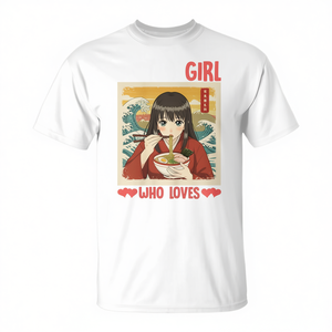 Maglietta promozionale per gli amanti degli anime e del ramen Just a Girl - Product Image 2