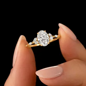 Aimgal perhiasan halus bebas noda S925 perak murni cincin dapat ditumpuk merpati telur berlian cincin pertunangan 5A zircon