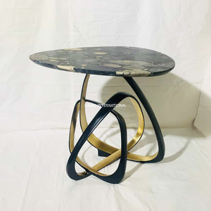 Mesa Auxiliar Artística de Mármol con Base de Metal Esculpido, Decoración Moderna para el Hogar, Mueble de Diseño Único para Sala de Estar de Lujo - Product Image 4