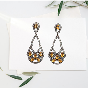 Pendientes de tuerca de piedras preciosas naturales citrinas 925 joyería fina de plata esterlina sólida estilo de moda para Bodas de mujeres - Product Image 1