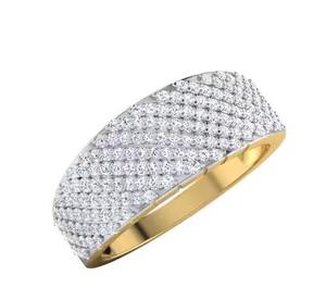 Anillo de compromiso de oro pavimentado con diamantes cultivados en laboratorio, banda de boda hecha a mano, regalo de aniversario único para mujeres, joyería fina para fiestas - Product Image 2