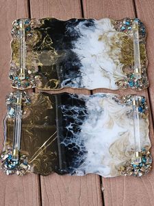 JOP BEST BANDEJA DE RESINA MODERNA HECHA A MANO Elegante Bandeja Redondeada Desechable Ecológica para Servir y Estilizar el Hogar - Product Image 2