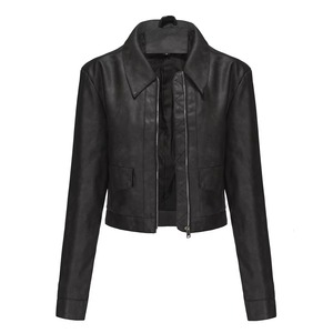 Crop <b>women</b> Comfortable <b>leather</b> <b>jackets</b> outerwear coats style winter midweight <b>bomber</b> Casual party & work wear Outdoor <b>jacket</b> - Product Image 1
