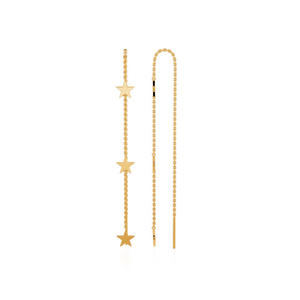 Jeulia Dreamy Star Sterling Silver <b>Threader</b> Drop <b>Earrings</b> with Pearl and Diamond in 18K Gold Plating - Product Image 1