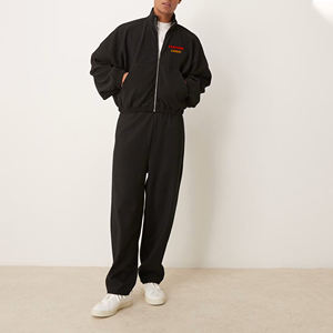 OEM/ODM New Arrived Drop Shoulder Zip Up Heavy Weight Hoodie & Baggy Tracksuit Breathable Solid Color Sweatsuit For Men - Product Image 1