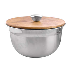 German <b>Bowl</b> <b>with</b> wooden <b>Lid</b> Stainless Steel - Product Image 1