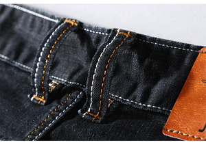 กางเกงยีนส์ขาสั้นทรงตรงสไตล์วินเทจสำหรับผู้ชาย ผ้าเดนิมยีนส์ 100% คอตตอน ยืดหยุ่น ระบายอากาศ แห้งเร็ว สวมใส่สบาย คุณภาพสูง - Product Image 6