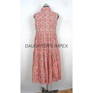 Robe imprimée florale en coton indien Robe imprimée à la main Tuniques indiennes Robe longue en coton indien - Product Image 2