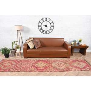 2.6x11.2 ft Rug, Vintage Turkish Rug, <b>Red</b> Herki <b>Wool</b> Rug - Product Image 1