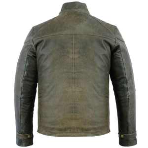 Veste en cuir véritable pour homme, veste de moto classique décontractée personnalisée, veste en cuir de vache vintage, col montant - Product Image 6