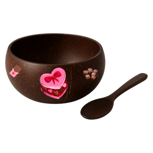 Haute qualité meilleur choix fait à la main ensemble imprimé noix de coco bol et cuillère pour la Saint-Valentin décor mignon Style-durable maison cadeau - Product Image 4