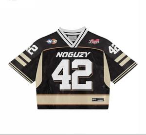 Marque de mode Niche maille T-shirt été collège Style maillot de Football américain lâche décontracté rétro imprimé haut à manches courtes - Product Image 1