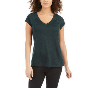 T-shirt da donna Ideology Performance in maglia leggera, verde melange, traspirante, con fiocco, taglia L, XS, ad asciugatura rapida - Product Image 1