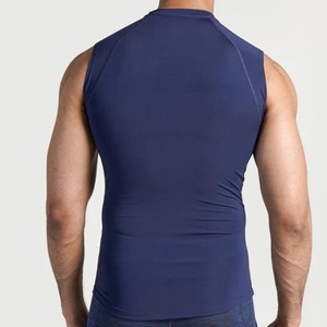 Camiseta sin mangas de compresión personalizada para hombre, ropa deportiva para gimnasio y entrenamiento, chalecos de algodón Spandex sin costuras al por mayor con mangas de malla - Product Image 4