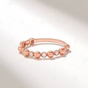 Bandas a juego de apilamiento de diamantes reales minimalistas Alianza de boda de diamantes naturales de oro sólido de 14K a precio de fabricante Anillos de joyería - Product Image 2