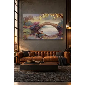 Impression sur toile : Couple Fida s'embrassant dans un bateau sous un pont en pierre - Product Image 3