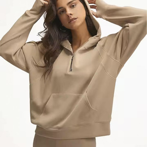 Venta al por mayor personalizada media cremallera hombres sudadera polar con capucha corte regular manga larga pulóver liso ropa de calle invierno - Product Image 3