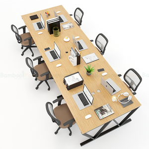 VBamboo 6-Piece Cluster <b>Workstation</b> 360x120cm Luxury Minimalist L-Shaped Office Furniture Assembly Required for Bedroom Use - Product Image 3