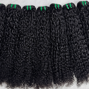 Extensiones de Cabello Natural Negro Corto y Rizado, Cabello Virgen Camboyano, Rizo Pixie, Doble Trama, Puntas Completas, para Hacer Pelucas - Product Image 4
