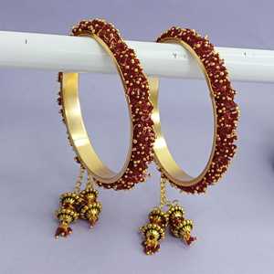 ชุดเครื่องประดับกำไลข้อมืองานแต่งแบบอินเดียชุดเครื่องประดับกำไลข้อมือไข่มุกเทียมแบบดั้งเดิมสีน้ำตาล - Product Image 2