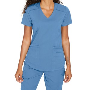 Uniformes d'infirmière unisexe classique à col en V, manches courtes, motif élégant, 4 poches, couleurs unies, hôpital OEM élevé - Product Image 6