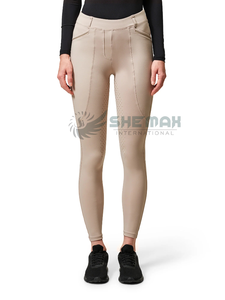 กางเกงขี่ม้าผู้หญิงสวมใส่สบายตลอดทั้งวันพร้อมผ้าระบายอากาศน้ำหนักเบามีความยืดหยุ่นพอดีและแผ่นแปะซิลิโคน - Product Image 4