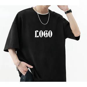 เสื้อยืดผู้ชายทรงหลวมโอเวอร์ไซส์สีทึบพิมพ์ลายสกรีนสีพื้นผ้าฝ้ายสำหรับฤดูร้อน - Product Image 4