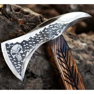 Jexmoo 16" Custom Handmade Carbon Steel Tomahawk <b>Axe</b> Rosewood Handle Leather Bearded Outdoor Industrial DIY Father's Day Gift - Product Image 4