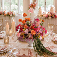 Vente en gros de centre de table de mariage moderne, arrangement de fleurs artificielles en soie, roses blanches, hortensias, décoration de table de réception