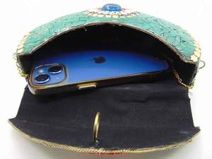 Nuevo Estilo de Lujo, Elegante Bolso de Mano de Metal con Mosaico Azul, Bolso de Noche para Mujer, Elegante, Clásico, Personalizado - Product Image 3