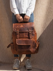 Handmade Vintage Leather <b>Rucksack</b> Personalised <b>Laptop</b> Backpack for Men Women Sport Style Trekkin Hiking Duffle <b>Bag</b> for Travel - Product Image 4