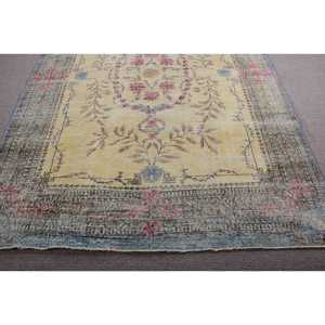 Alfombra Turca, Alfombra Grande de 6,8x9,5 pies, Alfombra de Lana Azul y Amarilla - Product Image 5