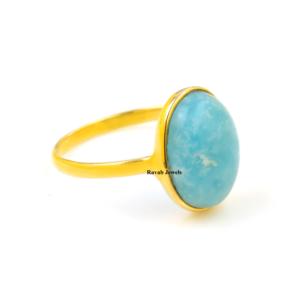 Bague en quartz Smithsonite naturel, prix d'usine, vermeil éternel, ovale 12x16mm, pour femme, mariage, décontractée/sportive, certifiée par une tierce partie - Product Image 1