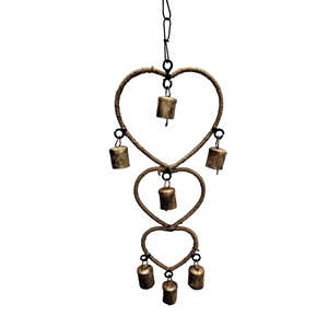For Mango Gifts Handmade Metal <b>Crafts</b> Recycled Iron Heart for Love Wind Chime Bells Rustic for Outdoor Patio Decoration Set - Product Image 2