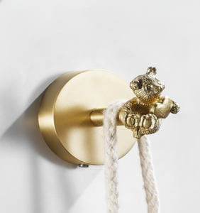 Crochet décoratif élégant en forme de tête d'animal doré JIBH034, porte-manteau mural, porte-serviettes, porte-écharpe, à une seule branche, design en résine dorée - Product Image 4