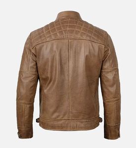 Chaqueta de cuero informal paquistaní para hombre con tela de lona OEM diseño de motocicleta cinturón lateral al por mayor - Product Image 6
