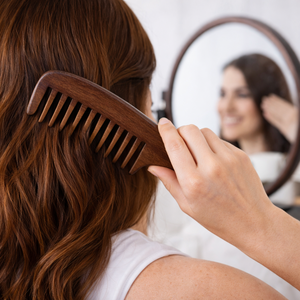 Peigne à cheveux en bois naturel écologique, antistatique, à dents larges, pour massage du cuir chevelu, poignée confortable et durable, logo personnalisé, utilisation en <span class=keywords><strong>salon</strong></span> - Product Image 2