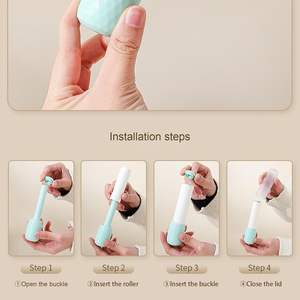 Rodillo adhesivo para pelusas de mascotas, ropa adhesiva compacta con diseño de lágrima oblicua, removedor de rollo de pelo para camas y sofás - Product Image 3