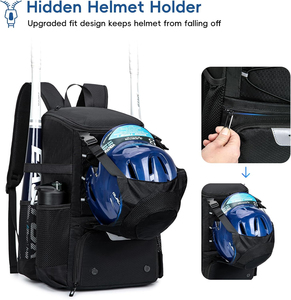 Sac à dos de baseball et softball antivol et imperméable avec compartiment à chaussures et support de casque pour entraînement en extérieur et pratique d'équipe - Product Image 5