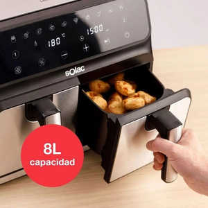 Freidora de Aire Eléctrica Solac FA1520 de 1700 W, 8 L, Acero Inoxidable, Diseño Cuadrado Moderno, Control Digital, Sin Aceite, Saludable, Negra - Product Image 3