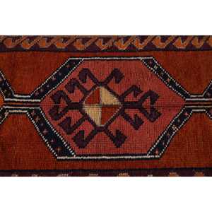 2.8x10.2 ft Rug, Vintage Turkish Rug, <b>Red</b> Black Camouflage <b>Wool</b> Rug - Product Image 5