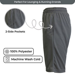 <b>Men's</b> Elastic Waist Moisture-Wicking Performance Active Mesh <b>Shorts</b> (100% Polyester S-5XL) - Product Image 3
