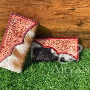 Nuevo bolso de mano plegable de cuero de vaca con estilo occidental diseñado para mujer, superventas, carteras para tarjetas de crédito únicas de cuero genuino - Product Image 1