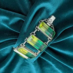 Bracelet de charme en pierre naturelle carrée colorée de haute qualité, bijoux en argent avec breloques décoratives pour fête, cadeau du Nouvel An - Product Image 6